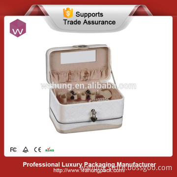 White leather custom jewelry storage box packaging box (WH-0559)